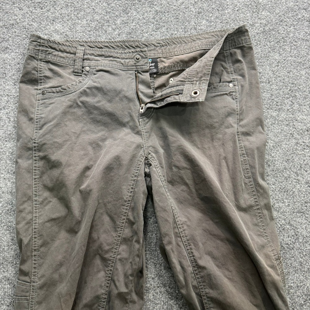 KUHL Cargo Pants Women's Size 14 Regular Gray Outdoor Hiking Knee Patch Zip Fly